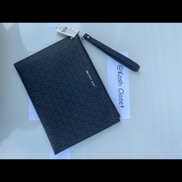 Michael Kors MK JST Logo XL Zip Wristlet Clutch - BLACK - Picture 5 of 7